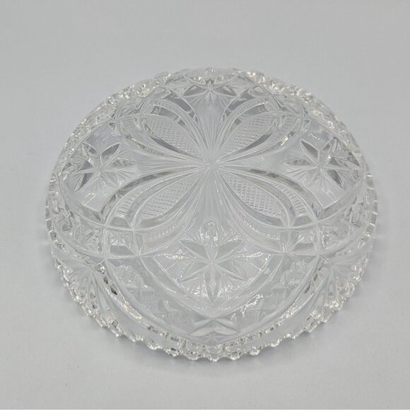 Vintage  Irena Hand Cut Lead Crystal Fan Pinwheel Bowl Made In Poland - Picture 2 of 3